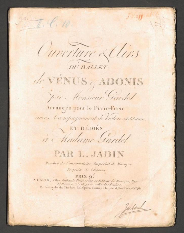 Ouverture et Airs du Ballet de "Venus et Adonis"