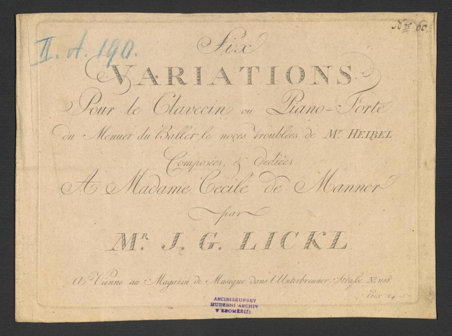 Six Variations, du Menuet du Ballet le noçes troublées de Mr. Heibel