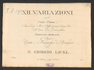 XII. variazioni. Sopra l'aria: Mein Staffel der ist ja a lustiger Bue. Dell Opera: Das Donauweibchen
