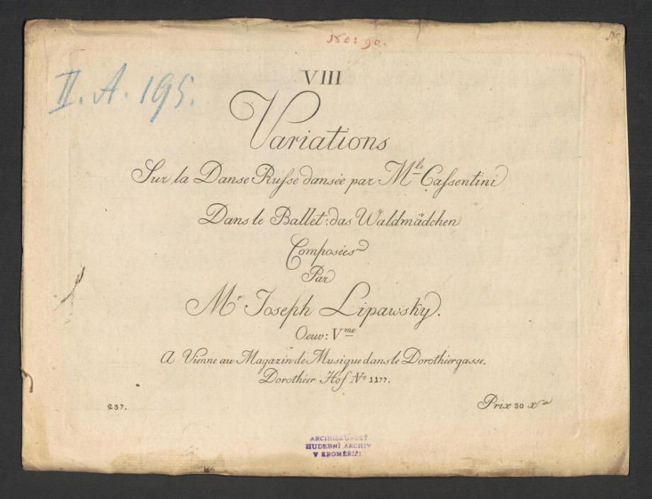 VIII. Variations. Sur la Danse Russe dansée par M. Gassentini. Dans le Ballet: Das Waldmädchen