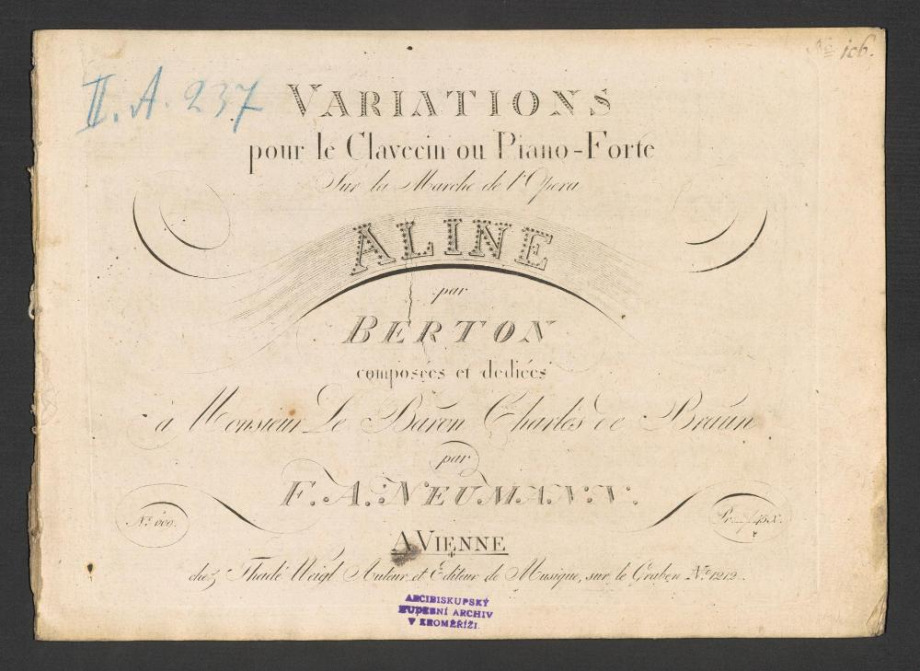 Variations. Sur la Marche de l'Opera Aline par Berton