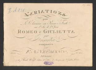 Variations. Sur l'Air de l'Opera Romeo e Giulietta par Crescentini
