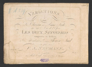 Variations. Sur une Air de l'Opera "Les deux Savoyards"