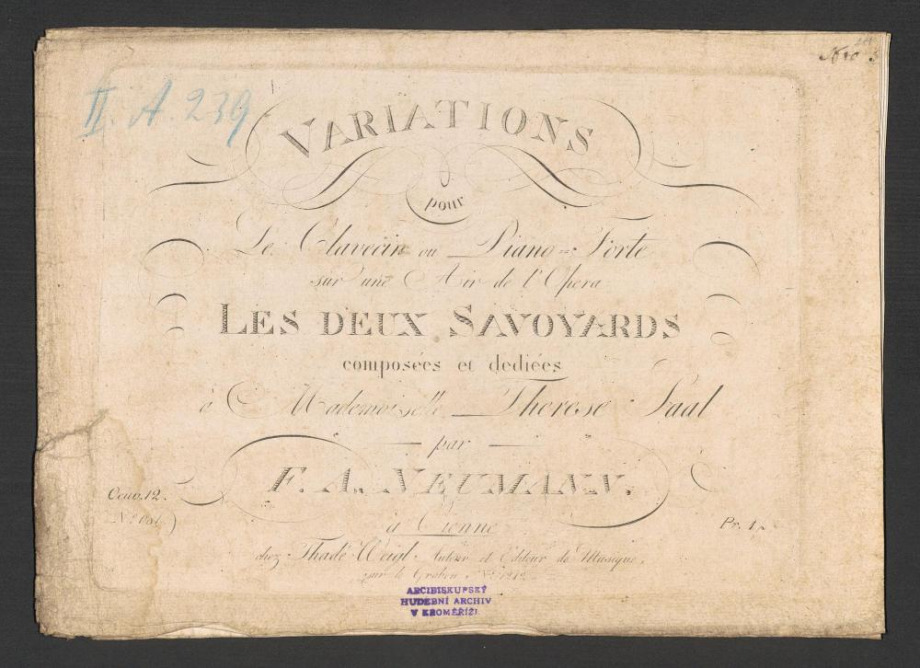 Variations. Sur une Air de l'Opera "Les deux Savoyards"