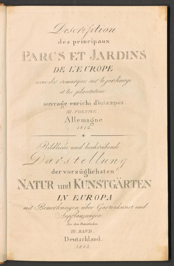 Description des principaux PARCS ET JARDINS DE L’EUROPE