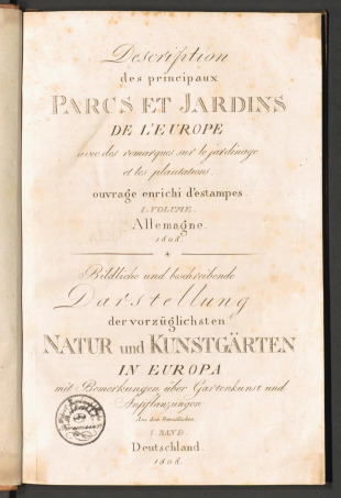 Description des principaux PARCS ET JARDINS DE L’EUROPE
