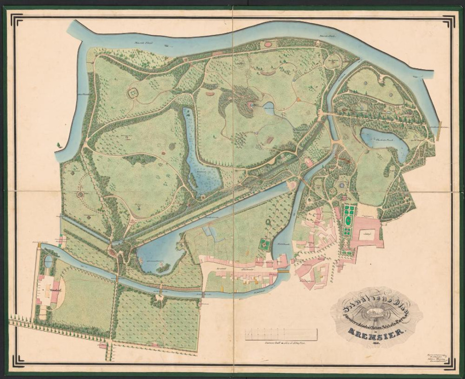 Situations Plan Fürsterzbischöflichen Schloss-Parks in KREMSIER. 