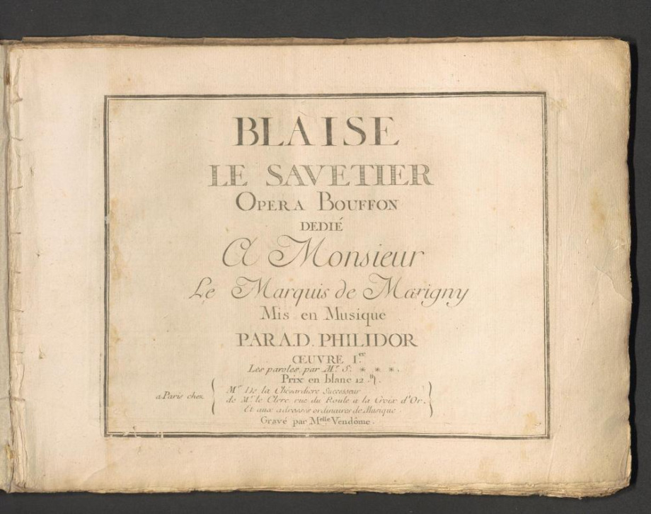 Blaise le Savetier, Opera Bouffon, Op. 1 