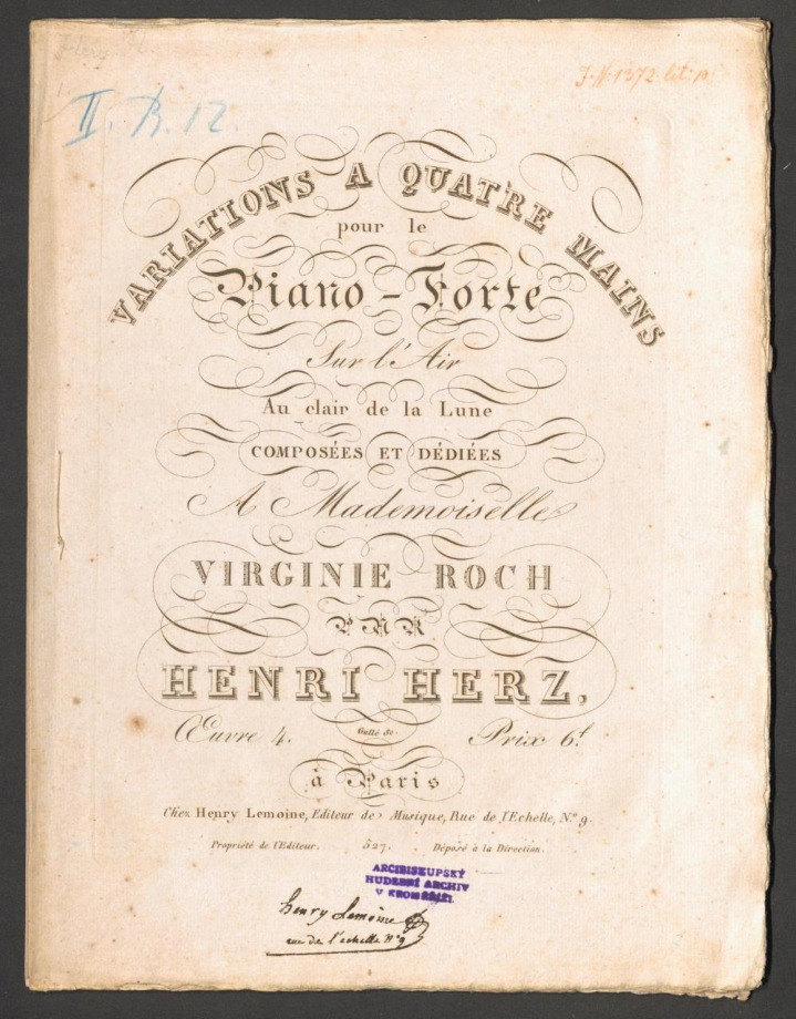 Variations a quatre mains. Sur l'Air Au clair de la Lune Op. 4.