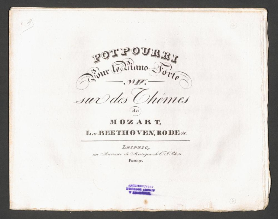 Potpourri pour le Piano-Forte sur des Themes de Mozart, L.v. Beethoven, Rode etc.