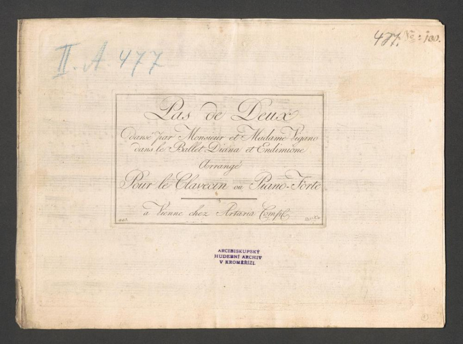 Pas de deux danse par Monsieur et Madame Vigano dans la Ballet Diana et Endimione
