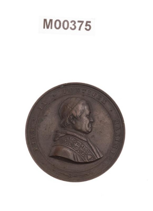 Medaile Pia IX. na basiliku sv. Pavla po vyhoření