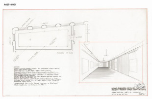 Studie interiéru výstavního sálu Oblastní galerie výtvarných umění (MUO), Olomouc, ul. Denisova 47
