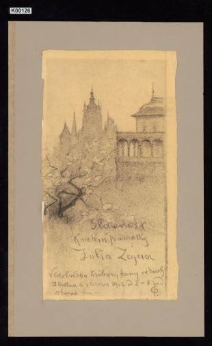 Návrh plakátu na slavnost k uctění památky Julia Zeyera v Praze 1902