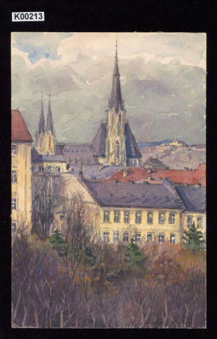 Pohled na Olomouc s dómem a sv. Kopečkem v pozadí