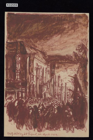 Oslava padesátin Vůdce 20. 4. 1939. před olomouckou radnicí