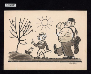 Muž s doutníkem a chlapec - ilustrační kresba