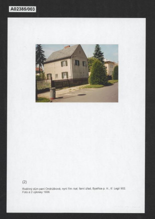 Obytný dům Barbory Ondruškové, Bystřice pod Hostýnem, tř. Legií 902