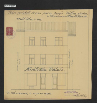 Průčelí domu J. Válka, Olomouc, čp. 438