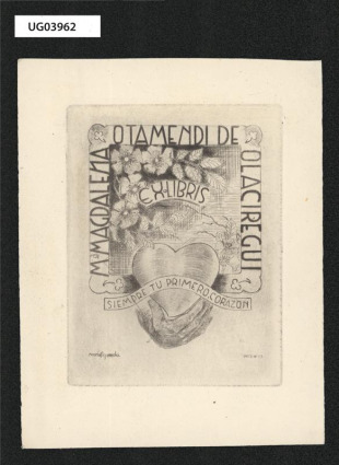 Ex libris Ma. Magdalena Otamendi de Olaciregni
