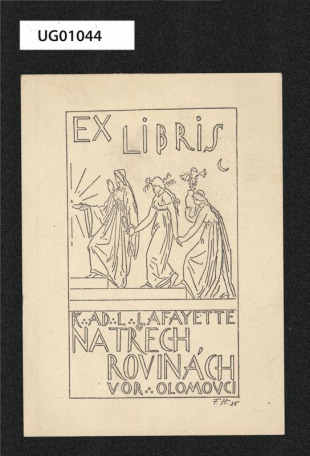 Ex libris K. AD. LAFAYETTE / NA TŘECH ROVINÁCH/V OR. OLOMOUCI