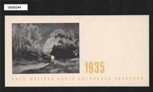 Novoročenka 1935 akad. malířky Marty Rožánkové Drábkové