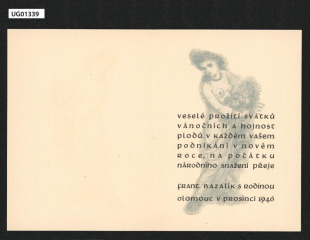novoročenka - Fr. Bazalík - prosinec 1946 - dvojlist