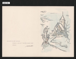 vánoční (1946) a novoroční (1947) přání V. Kupa, dvojlist