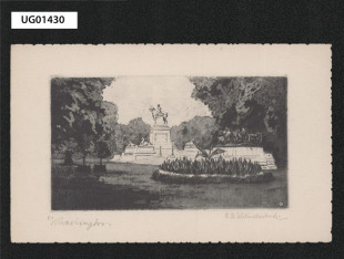 Jezdecký pomník v parku ve Washingtonu