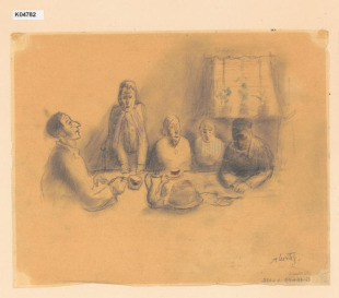 U stolu - ilustrace