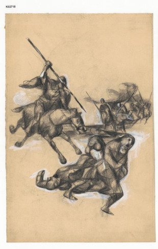 Ilustrace k Fáberově povídce Sedm mongolských koní