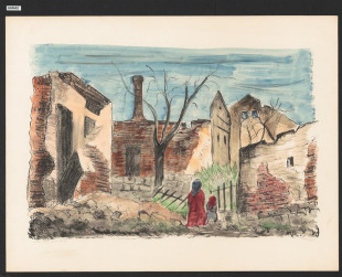 Ulička ve Velké Polomi 1946
