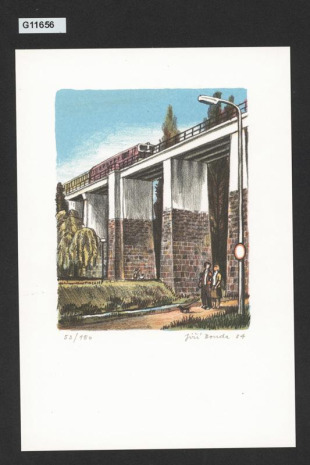 Vyškovský viadukt (z cyklu bar.litografií "Vyškov")
