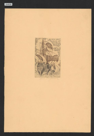 Námořní koráb se vzdutými plachtami (novoročenka 1929)