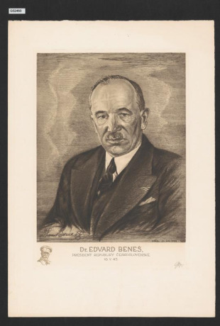 (Podobizna Dr. E. Beneše, vlevo dole pod obr. remarka s portrétní hlavou T.G.M.)