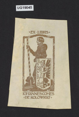 Ex libris Johannes comes de Kolowrat