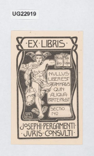 Ex libris Josephi Pergamenti/ Juris Consulti