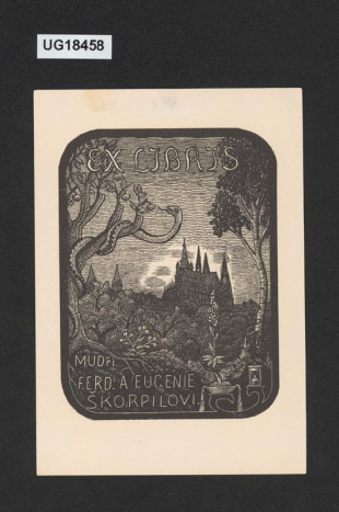 Ex libris MUDři Ferd. a Eugenie Škorpilovi